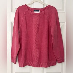 Karen Scott Pink Crew Neck Sweater Cable Knit